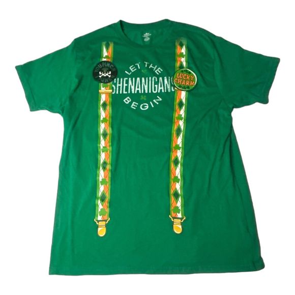 St Patrick’s Day Tshirt Let The Shenanigans Begin Lucky Charm Mens L READ - Picture 1 of 8